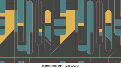 Fashion minimal illustration art. Abstract geometry mix. Seamless pattern design