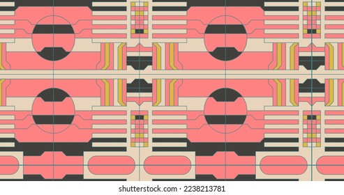 Fashion minimal illustration art. Abstract geometry mix. Seamless pattern design