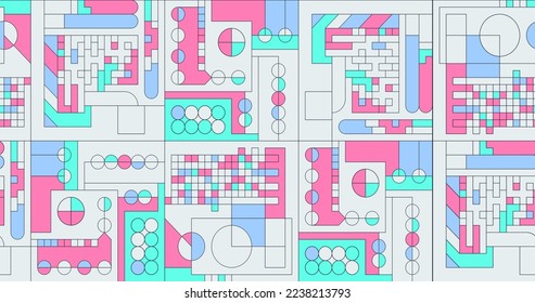 Fashion minimal illustration art. Abstract geometry mix. Seamless pattern design