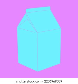 Fashion minimal illustration art. Creative carton of milk retro colors design