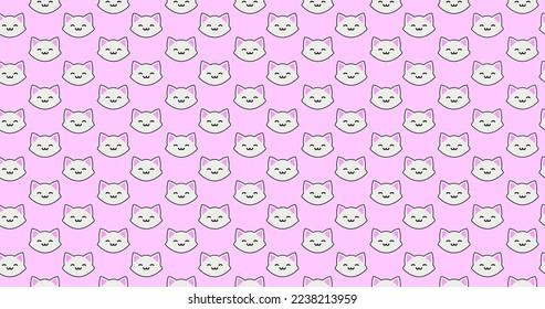 Fashion minimal illustration art. Kitty kawaii seamless pattern