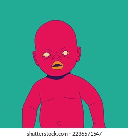 Fashion minimal illustration art. Psychedelic child