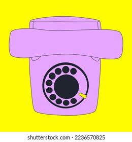 Fashion minimal illustration art. Retro phone. Back in 80s