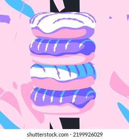 Fashion minimal illustration. Candy sweet donuts