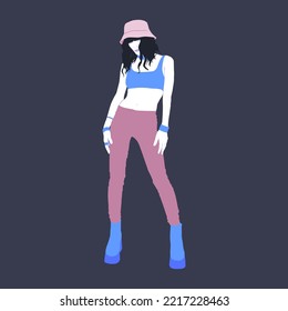 Fashion minimal illustration Girl 90s style. urban look