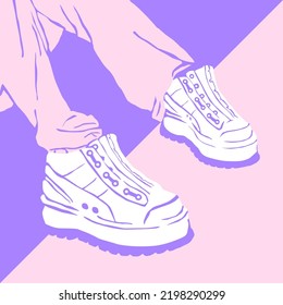 Fashion minimal illustration. Girl legs in stylish shoes