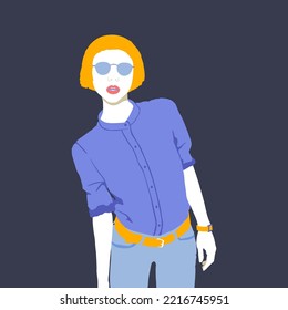 Fashion minimal illustration glamor stylish Girl
