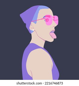 Fashion minimal illustration party alternative girl. Dance, music, dj concept