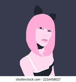 Fashion minimal illustration. Party Retro glamor Girl