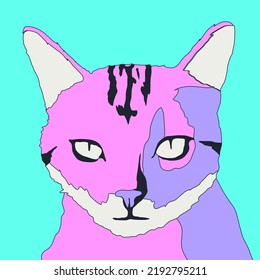 Fashion minimal illustration. Stylish cat head portraits