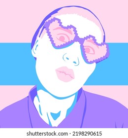 Fashion minimal illustration. Stylish disco Girl. Love concept