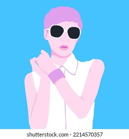 Fashion minimal illustration. Stylish Girl. Trendy hairstyle