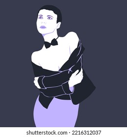 Fashion minimal illustration. Stylish Lady glamor retro look