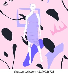 Fashion minimal illustration. Stylish mannequin summer look fashion concept