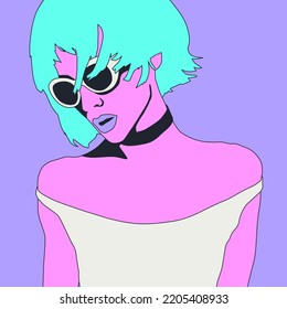 Fashion minimal illustration. Stylish Party Girl.