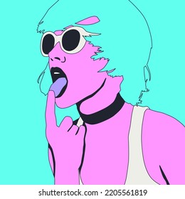 Fashion minimal illustration. Stylish Party Girl.