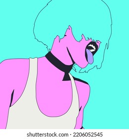 Fashion minimal illustration. Stylish Party Girl.