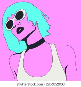 Fashion minimal illustration. Stylish Party Girl.