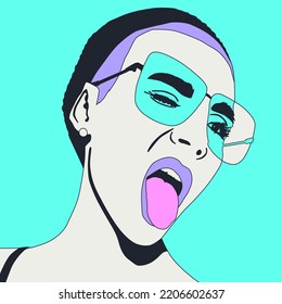 Fashion minimal illustration. Stylish Party Girl.