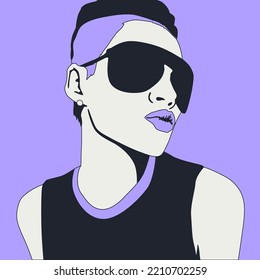 Fashion minimal illustration. Stylish Party Girl. Trendy hairstyle