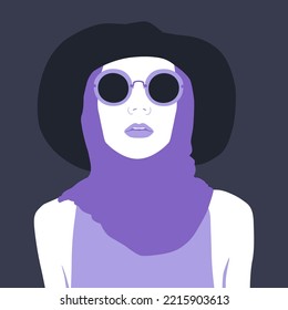 Fashion minimal illustration. Stylish retro Lady in vintage glamor hat