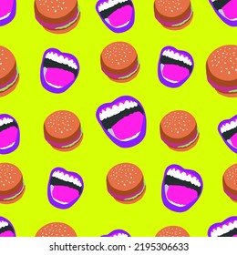 Fashion minimal illustration. Stylish seamless fast food lover pattern