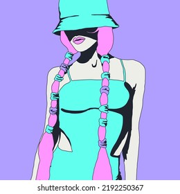 Fashion minimal illustration Stylish summer candy sweet girl