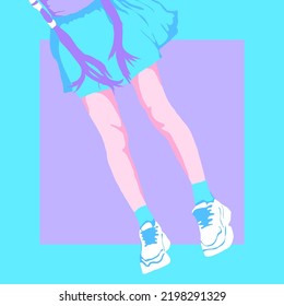 Fashion minimal illustration. Stylish summer Girl. romantic look