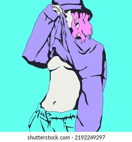 Fashion minimal illustration Stylish urban summer girl