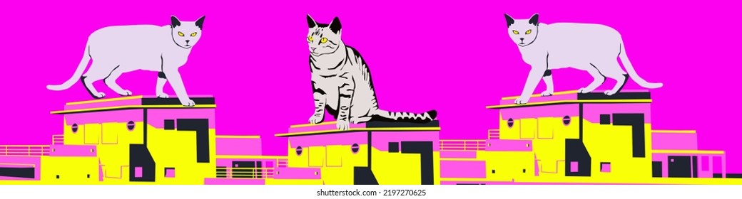 fashion minimal illustration. stylish walking cat