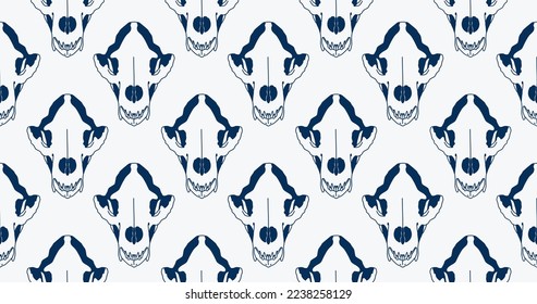 Fashion minimal illustration trippy seamless pattern goat skull retro style