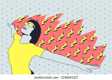 Fashion minimal vector illustration. Girl power creative concept