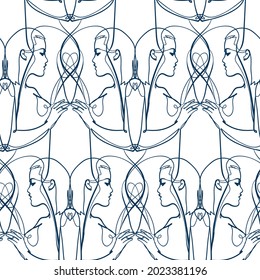fashion mirror vector stained glass style seamless art line pattern
