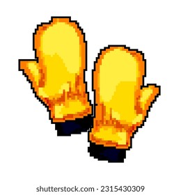 fashion mittens gloves winter game pixel art retro vector. bit fashion mittens gloves winter. old vintage illustration