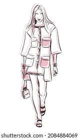 Fashion model catwalk illustration sketch