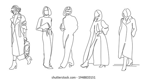 Fashion Model Concept, Woman Beauty Minimalist, Vector Illustration. Luxury Shop Logo. Line Art Drawing Woman