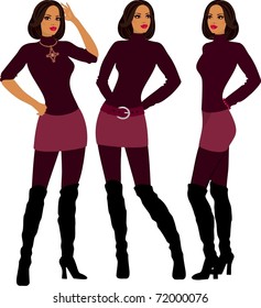 Fashion model in different poses