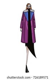 Fashion model, girl, posing, vector illustration 