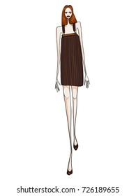 Fashion model, girl, posing, vector illustration 