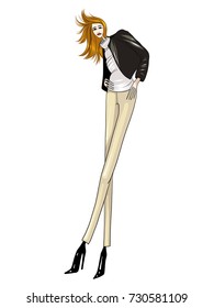 Fashion model, girl, posing, vector illustration 