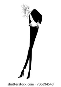 Fashion model, girl, posing, vector illustration 