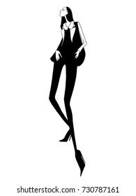 Fashion model, girl, posing, vector illustration 