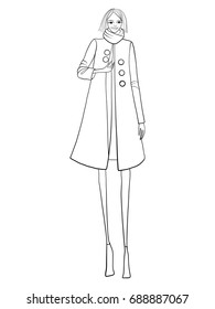 Fashion model, girl, vector illustration, clothes, posing 