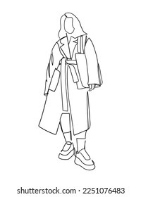 Fashion model. line art drawing woman. - Vector illustration