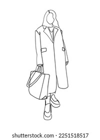 Fashion model. line art drawing woman. - Vector illustration