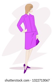 Fashion model posing. Beautiful young woman in coat. Vector illustration.