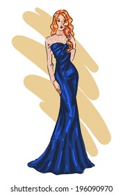 Fashion model posing. Sketch