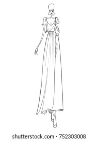 Fashion model, posing, woman, vector illustration 