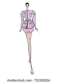 Fashion model, posing, woman, vector illustration 