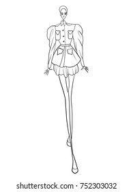 Fashion model, posing, woman, vector illustration 